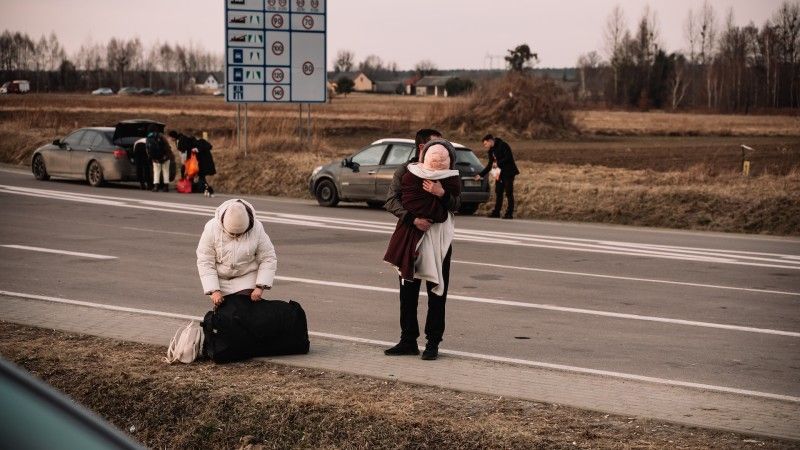 Uchodźcy z Ukrainy na polskiej granicy, marzec 2022 r.