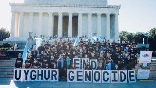 Protest w sprawie polityki Chin względem mniejszości Ujgurów; zdjęcie archiwalne