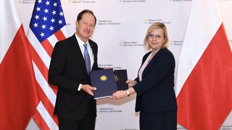 Ambasador Mark Brzeziński z minister klimatu Anną Moskwa