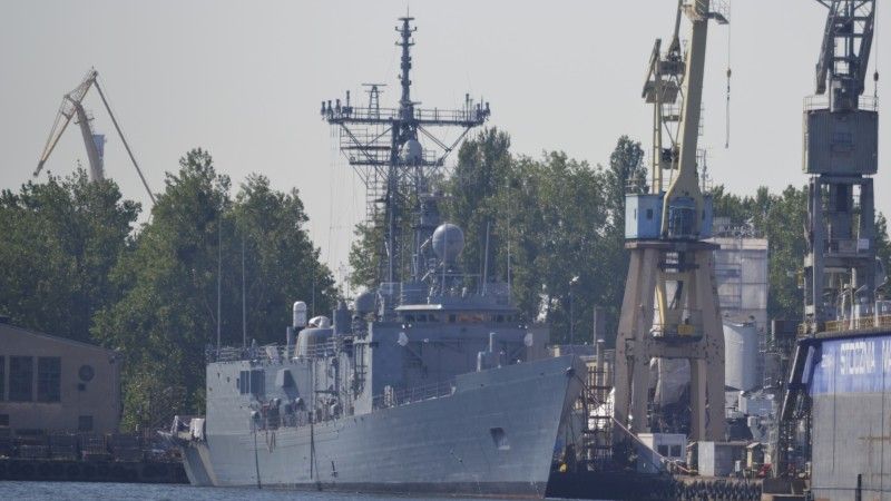 Fregata ORP „Gen. T. Kościuszko” podczas remontu na terenie PGZ Stocznia Wojenna w czerwcu 2021 roku