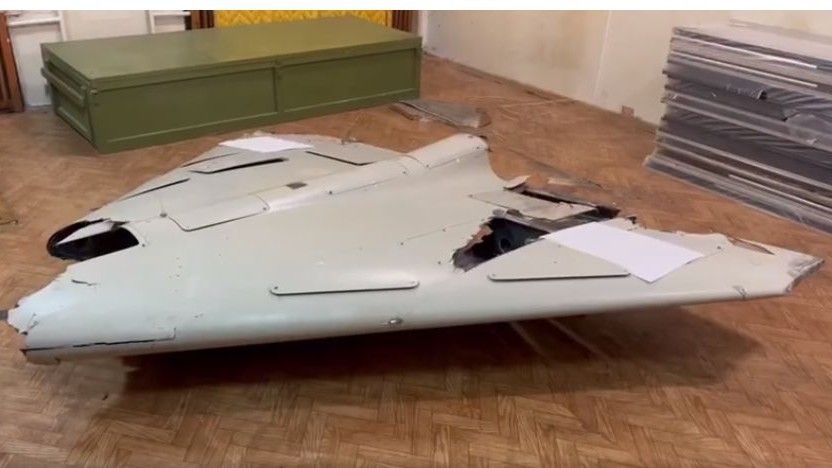 Szczątki dronu Shahed-136 zestrzelonego nad Ukrainą