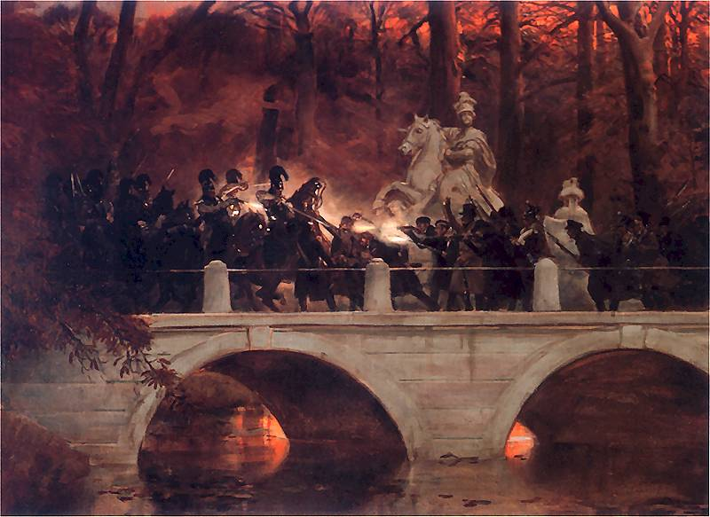 Starcie belwederczyków z kirasjerami rosyjskimi na moście w Łazienkach 29 XI 1830 r.