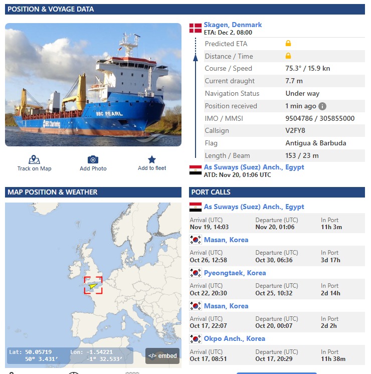 Co z Korei Południowej do Gdyni przywiózł statek BBC Pearl ?