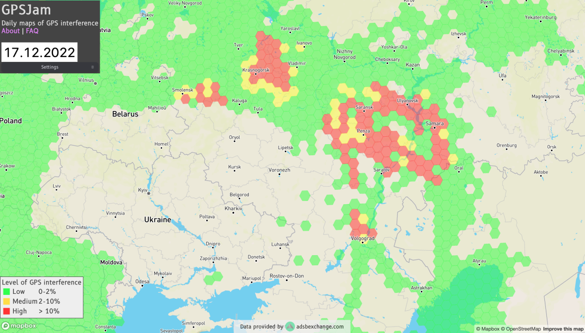 zakłócenia GPS w Rosji