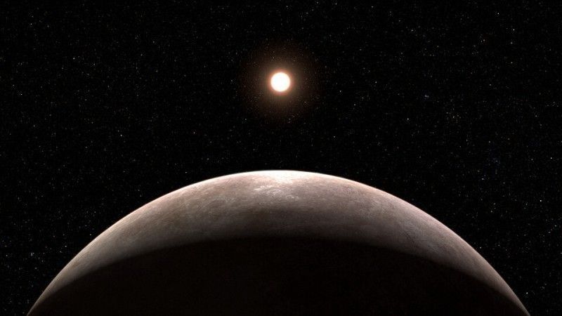 Egzoplaneta LHS 475 b i jej gwiazda (ilustracja)