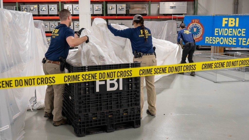 Badanie szczątków chińskiego balonu zestrzelonego u wybrzeży Karoliny Południowej w laboratorium FBI Quantico w stanie Wirginia