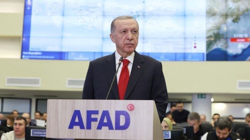 Prezydent Recep Tayyip Erdoğan wygłosił oświadczenie prasowe po posiedzeniu Gabinetu Prezydenckiego, które odbyło się w Kwaterze Głównej Prezydencji ds. Zarządzania Katastrofami i Kryzysami (AFAD).