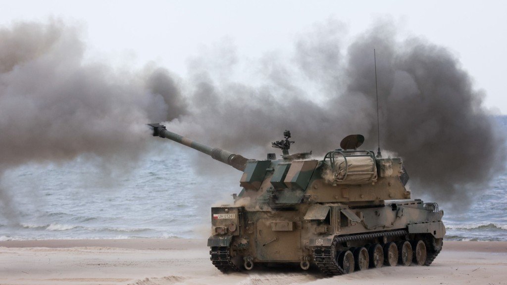 Krab howitzer during the Anakonda 2023 exercise. Ustka range.