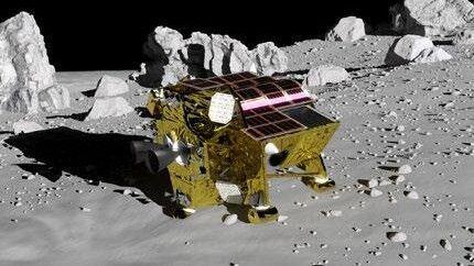 Koncepcja artystyczna lądownika SLIM na Księżycu.