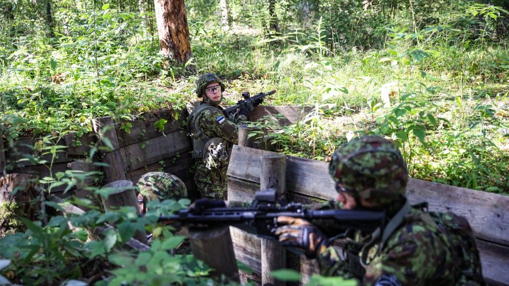 Estonian troops during an exercise.