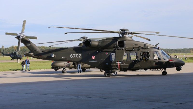 One of the first two AW149 battlefield support helicopters delivered to the Polish military.
