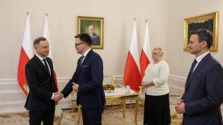 Prezydent Andrzej Duda i marszałek Sejmu Szymon Hołownia
