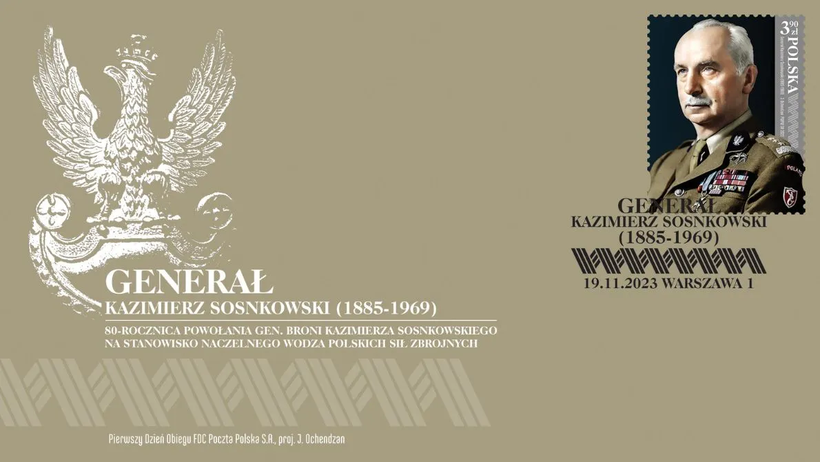 Poczta Polska: Znaczek z okazji rocznicy urodzin gen. Kazimierza Sosnkowskiego