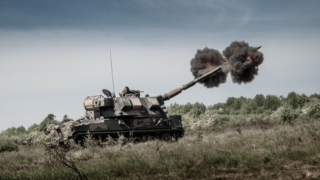 Polish Krab howitzer, during a live fire exercise.