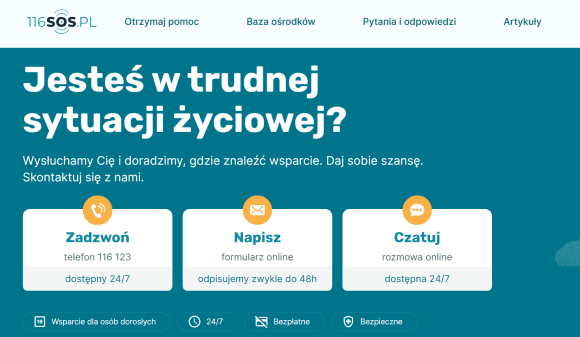 Osoby dorosłe w kryzysie psychicznym nadal będą mogły korzystać z telefonu 116 123