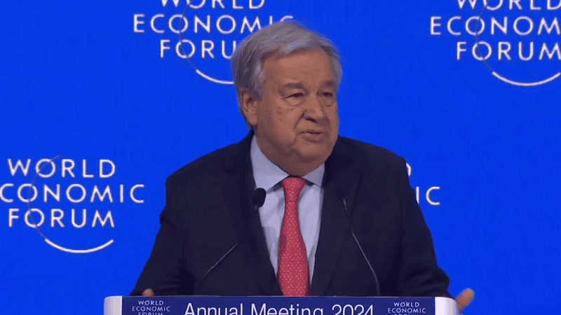 Sekretarz generalny ONZ António Guterres w czasie Światowego Forum Ekonomicznego w Davos 2024