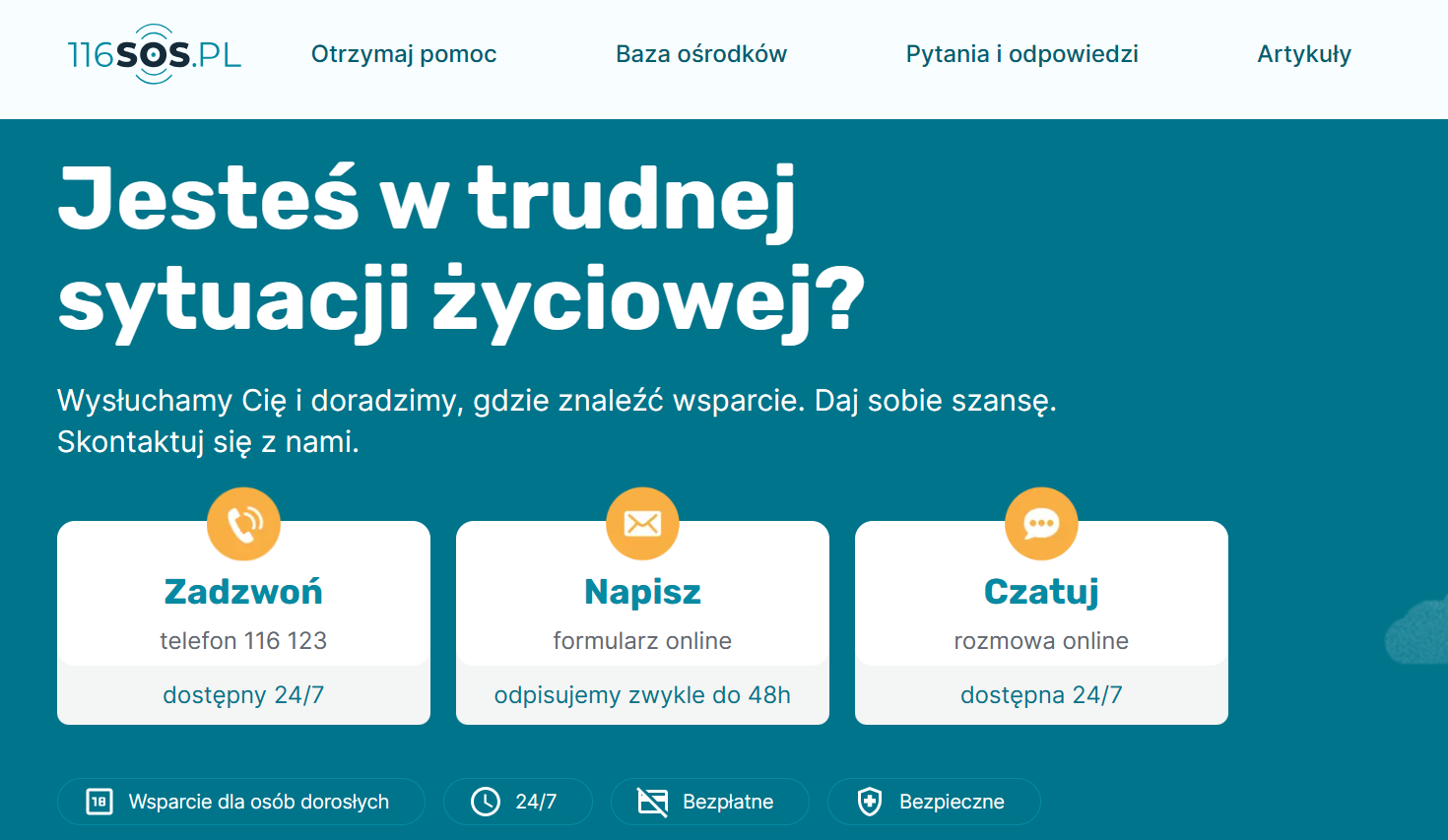 Platforma 116sos.pl. Będzie kontynuacja wsparcia dla dorosłych w kryzysie