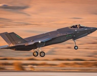 Samolot F-35I Adir należący do 116 Eskadry "Lwy Południa" Sił Powietrznych Izraela.