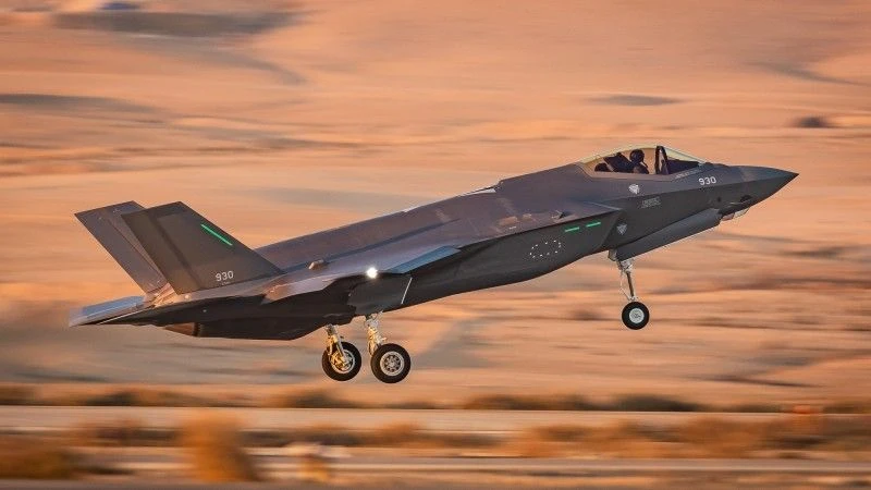 Samolot F-35I Adir należący do 116 Eskadry "Lwy Południa" Sił Powietrznych Izraela.