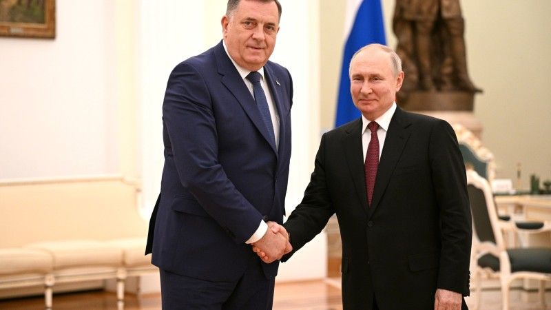 Milorad Dodik i Władimir Putin na spotkaniu w 2023 roku
