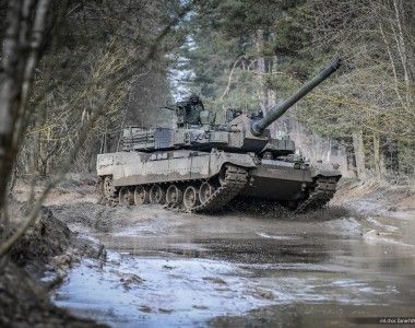 Polski czołg K2 Black Panther należący do 20 Bartoszyckiej Brygady Zmechanizowanej na poligonie w Orzyszu.