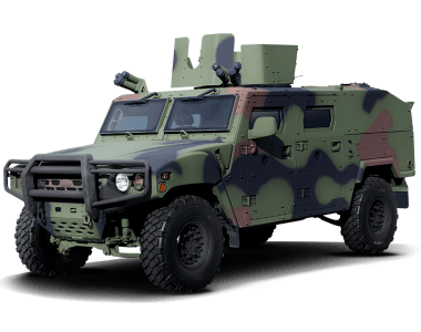 Samochód terenowy Kia Light Tactical Vehicle (KLTV) w wariancie z obrotnicą.