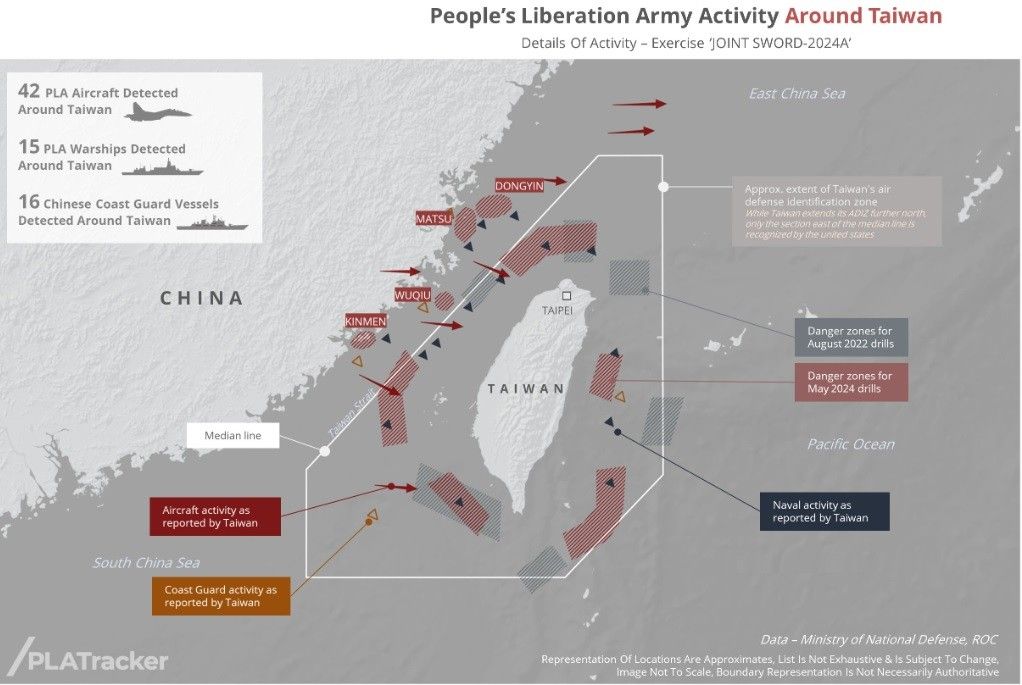 Drugi dzień manewrów chińskiego wojska wokół Tajwanu