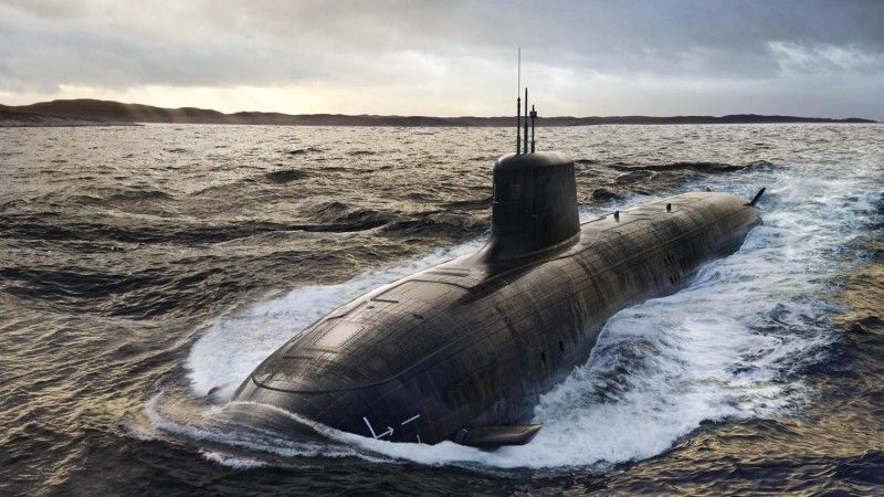 Wizualizacja myśliwskiego okrętu podwodnego SSN-AUKUS. Jednostki te trafią do służby w Royal Navy oraz Royal Australian Navy.