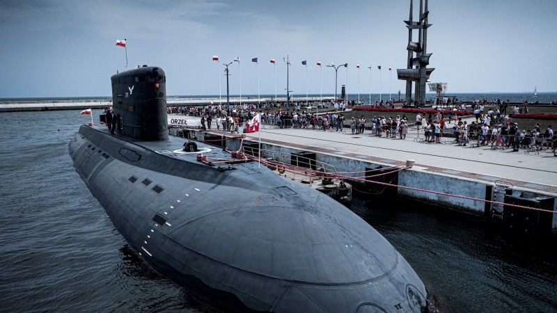 Okręt podwodny ORP „Orzeł” podczas obchodów Święta Marynarki Wojennej w Gdyni, 30 czerwca 2024 r.