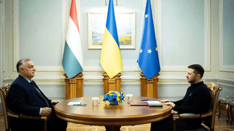 Premier Viktor Orbán i Wołodymyr Zełenski podczas rozmów w Kijowie.
