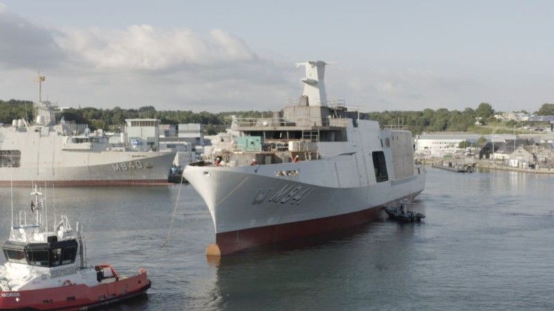 Wodowanie belgijskiego okrętu przeciwminowego Tournai (M941).