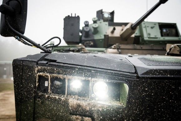 BWP Borsuk na strzelnicy czołgowej Wierzbiny w OSPWL Orzysz, listopad 2022 roku.