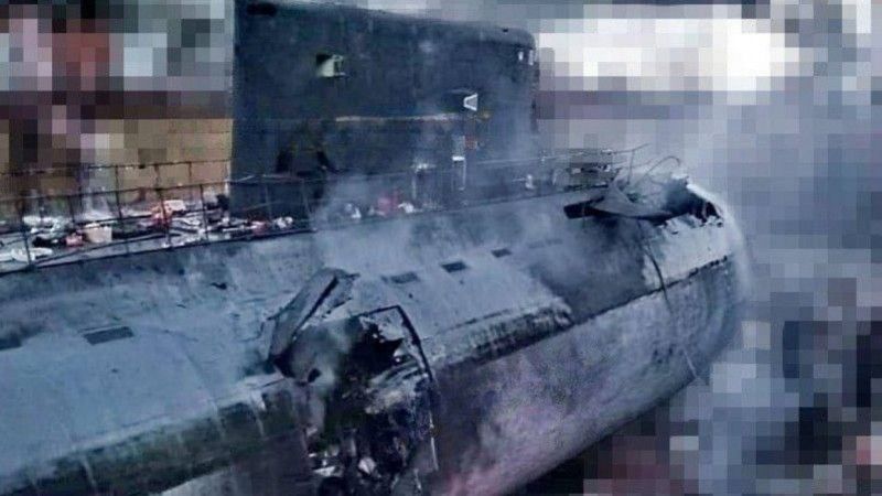 Uszkodzenia w kadłubie rosyjskiego okrętu podwodnego „Rostow na Donu” po ukraińskim ataku z 13 września 2023 roku