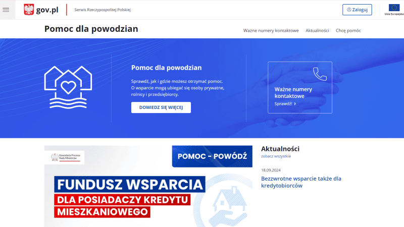 Pod adresem: gov.pl/powodz2024 uruchomiono specjalną stronę rządową z informacjami o powodzi