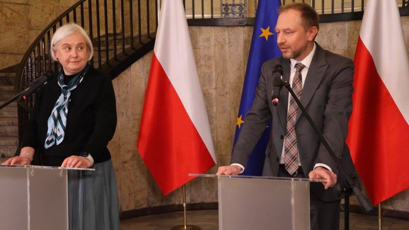 Marzena Czarnecka i Wojciech Wrochna na konferencji prasowej