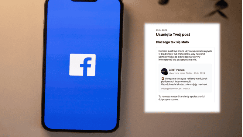 Facebook usunął post CERT Polska