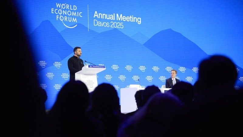 Ukraiński prezydent przemawiający na Światowym Forum Ekonomicznym w Davos.