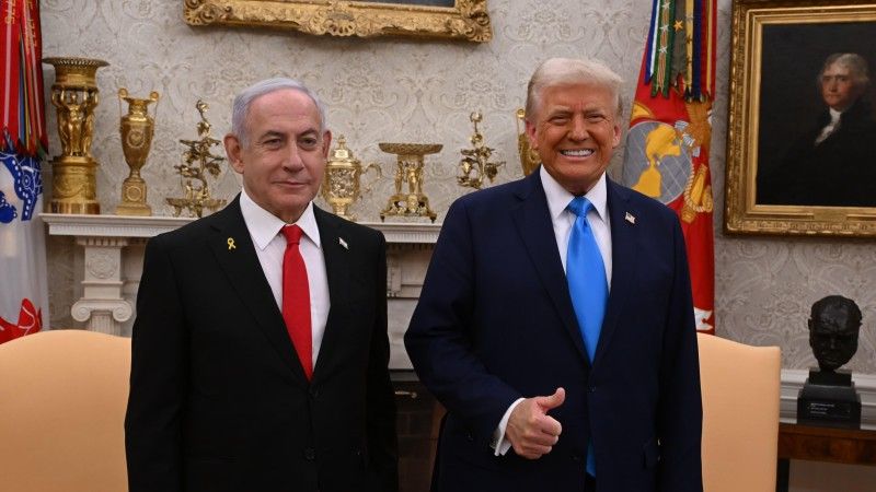 Prezydent USA Donald Trump oraz premier Izraela Binjamin Netanjahu.