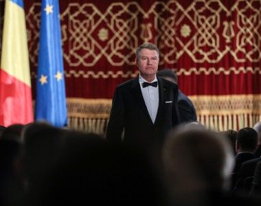 Prezydent Rumunii Klaus Iohannis na uroczystości rozpoczęcia rumuńskiej prezydencji w Radzie Unii Europejskiej, styczeń 2019 roku.