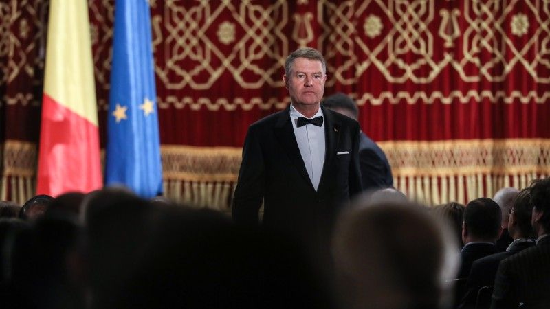 Prezydent Rumunii Klaus Iohannis na uroczystości rozpoczęcia rumuńskiej prezydencji w Radzie Unii Europejskiej, styczeń 2019 roku.