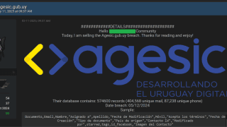 Wpis cyberprzestępcy o ataku na urugwajską agencję ds. cyfryzacji