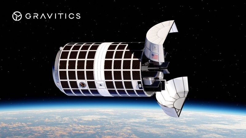 Wizualizacja technologii orbitalnego modułu do transportowania satelitów w kosmosie firmy Gravitics.
