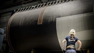 Prace stoczniowe w zakładzie Saab Kockums w Karlskronie.