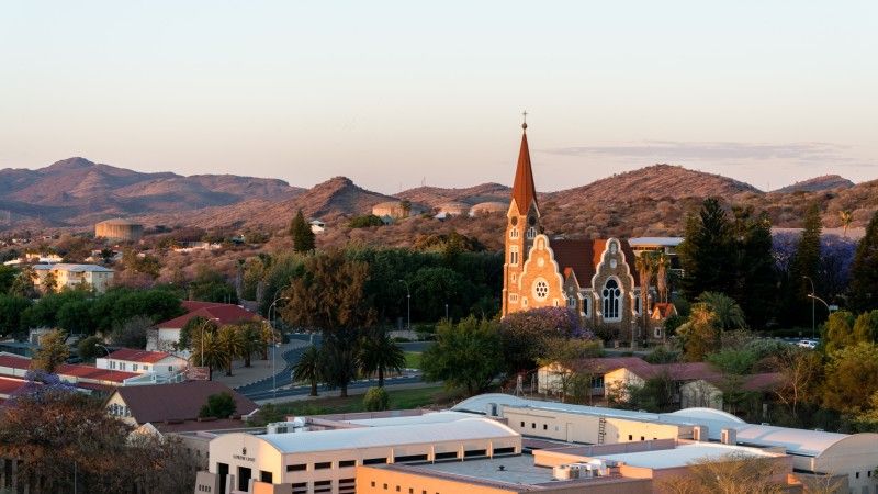Panorama Windhuk, stolicy Namibii.