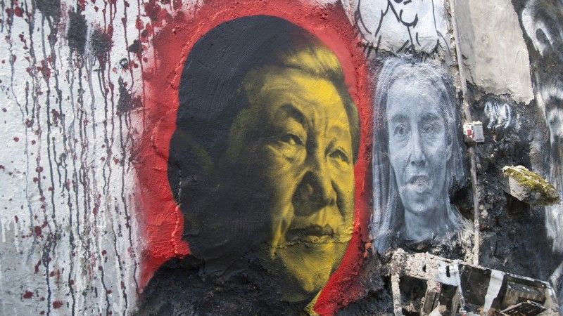 Mural przedstawiający prezydenta ChRL Xi Jinpinga.