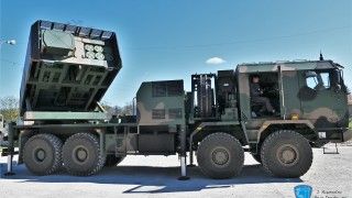 Wieloprowadnicowa wyrzutnia rakiet Homar-K wykorzystana do szkolenia na terenie 2. Regionalnej Bazy Logistycznej.