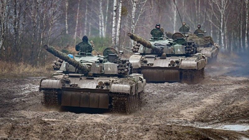 Czołgi PT-91 należące do 15. Giżyckiej Brygady Zmechanizowanej.
