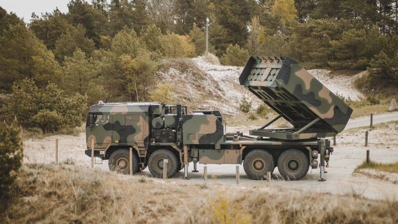 Wieloprowadnicowa wyrzutnia rakiet Homar-K na ćwiczeniach Arcane Thunder 25 w Ustce.