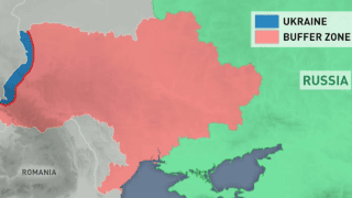,,Strefa buforowa" proponowana przez Dmitrija Miedwiediewa objęłaby niemal całą Ukrainę.