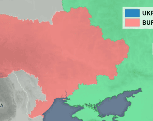 ,,Strefa buforowa" proponowana przez Dmitrija Miedwiediewa objęłaby niemal całą Ukrainę.